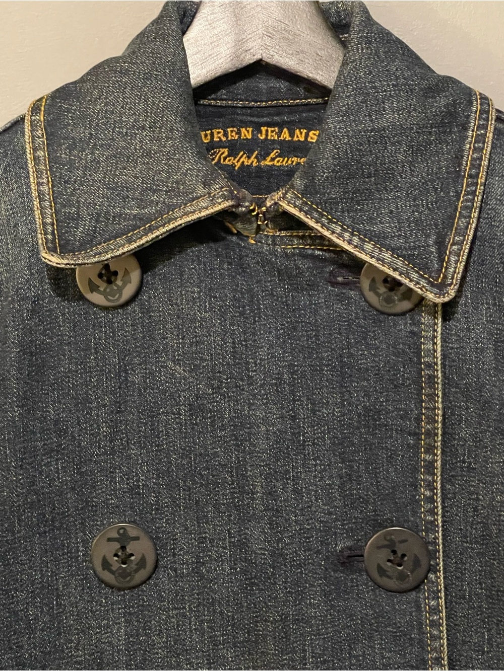 Vintage Ralph Lauren Denim Peacoat Jacket XS Y2K Fit & Flare Nautical - Picture 5 of 16